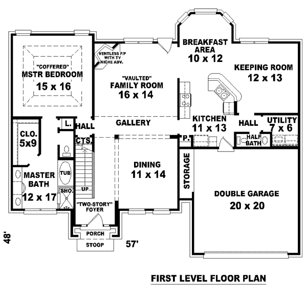 Floor Plan - Main Floor for European House Plan #81-843 - 3 bed, 2.5 bath