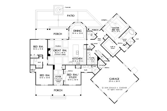 Floor Plan - Main Floor for Farmhouse House Plan #929-1054 - 4 bed, 3.5 bath