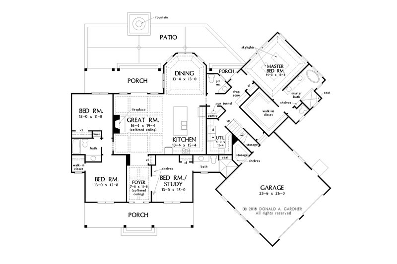 Architectural House Design - Floor Plan - Main Floor for Farmhouse House Plan #929-1054 - 4 bed, 3.5 bath