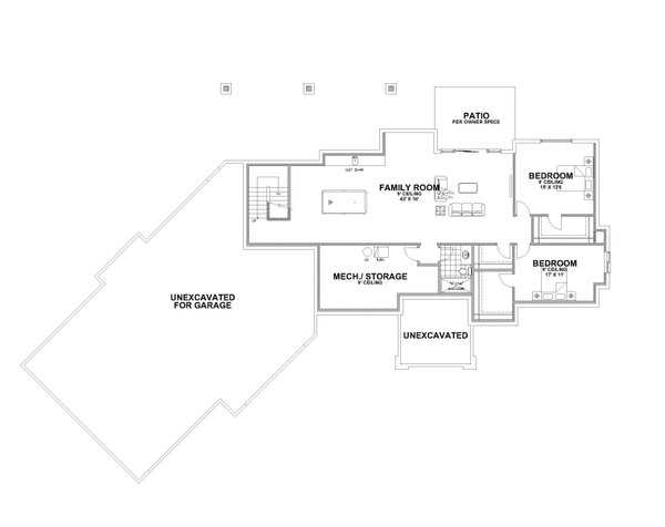 Prairie Floor Plan - Lower Floor Plan #112-208