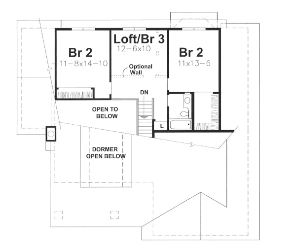 Craftsman Floor Plan - Upper Floor Plan #50-102