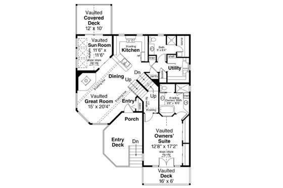 Floor Plan - Main Floor for Traditional House Plan #124-581 - 2 bed, 3 bath