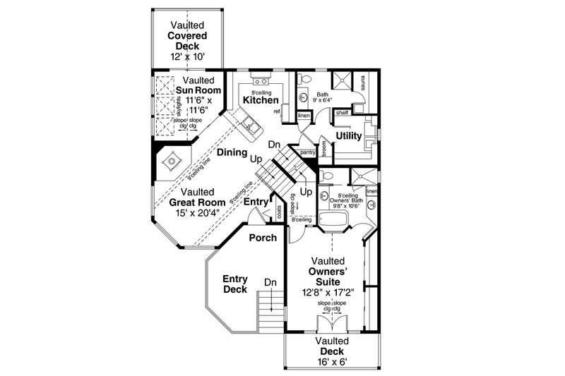 Home Plan - Floor Plan - Main Floor for Traditional House Plan #124-581 - 2 bed, 3 bath
