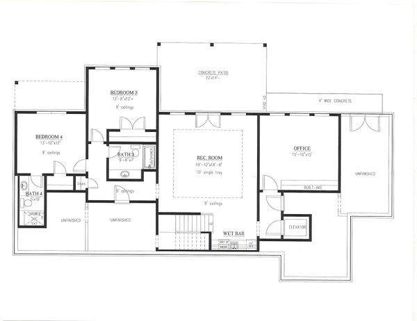 Architectural House Design - Modern Floor Plan - Lower Floor Plan #437-130