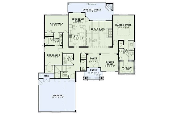 Floor Plan - Main Floor for European House Plan #17-2574 - 3 bed, 2.5 bath