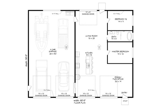 Floor Plan - Main Floor for Modern House Plan #932-358 - 2 bed, 1 bath