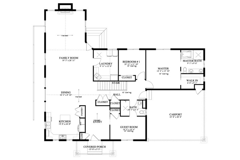 Architectural House Design - Floor Plan - Main Floor for Ranch House Plan #1060-369 - 3 bed, 2 bath
