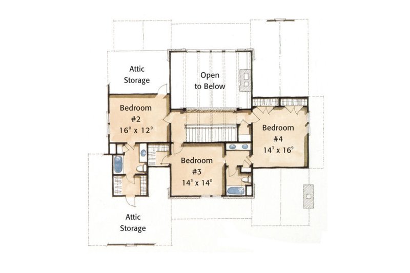 Home Plan - Floor Plan - Upper Floor for Farmhouse House Plan #429-35 - 4 bed, 3.5 bath