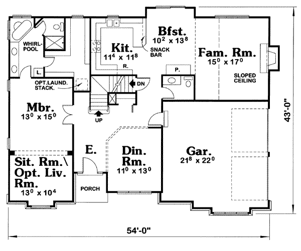 Traditional Style House Plan - 3 Beds 2.5 Baths 2221 Sq/Ft Plan #20-775 ...