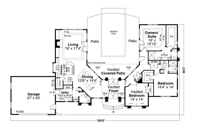Home Plan - Floor Plan - Main Floor for Mediterranean House Plan #124-1290 - 3 bed, 2.5 bath