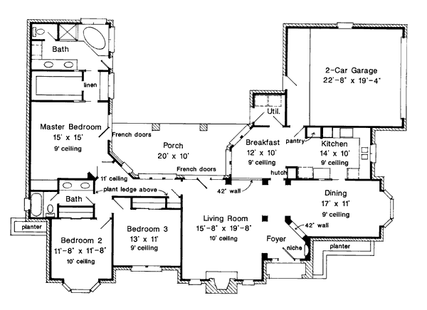 House Plan Design - European Floor Plan - Main Floor Plan #410-388