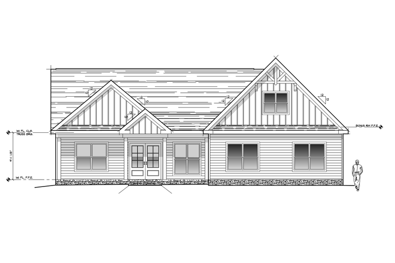 House Plan Design - Exterior - Other Elevation 3 for Farmhouse House Plan #123-122 - 3 bed, 2 bath