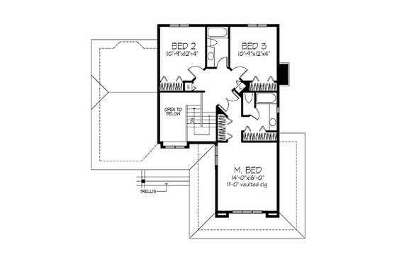Floor Plan - Upper Floor for European House Plan #320-478 - 3 bed, 2.5 bath