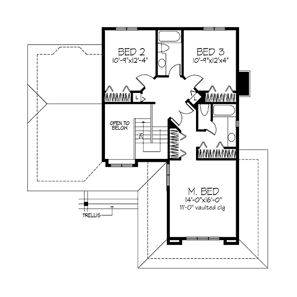 Architectural House Design - European Floor Plan - Upper Floor Plan #320-478