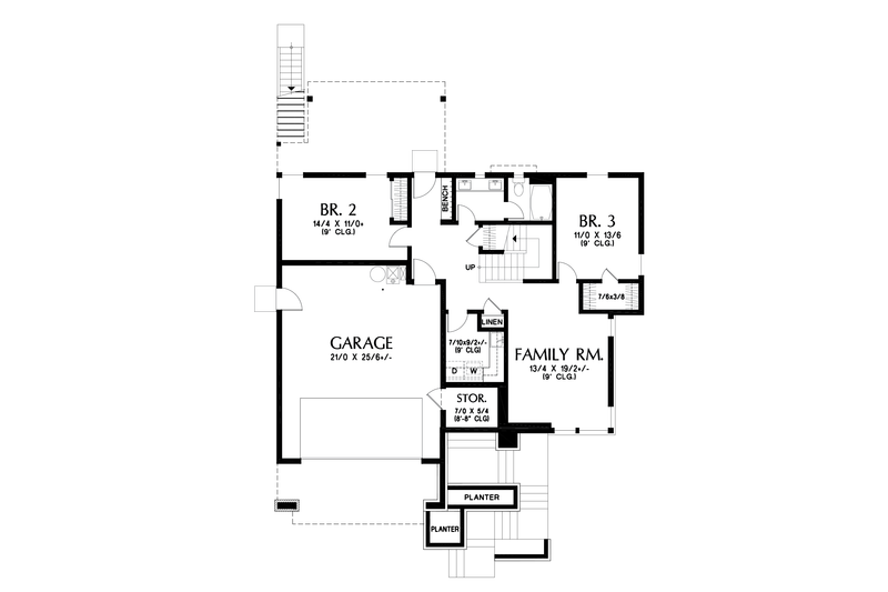 House Blueprint - Floor Plan - Lower Floor for Contemporary House Plan #48-1055 - 3 bed, 2.5 bath