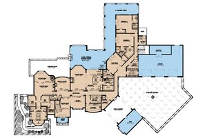 Floor Plan - Main Floor for Mediterranean House Plan #923-41 - 5 bed, 9 bath