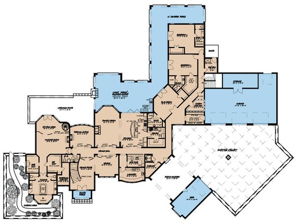 Architectural House Design - Mediterranean Floor Plan - Main Floor Plan #923-41