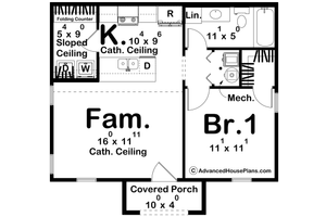 Floor Plan - Main Floor for Modern House Plan #455-366 - 1 bed, 1 bath