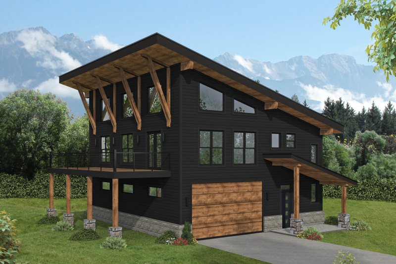 House Blueprint - Contemporary Exterior - Front Elevation Plan #932-1109