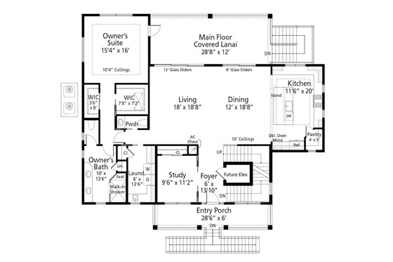 Floor Plan - Main Floor for Beach House Plan #938-126 - 4 bed, 3.5 bath