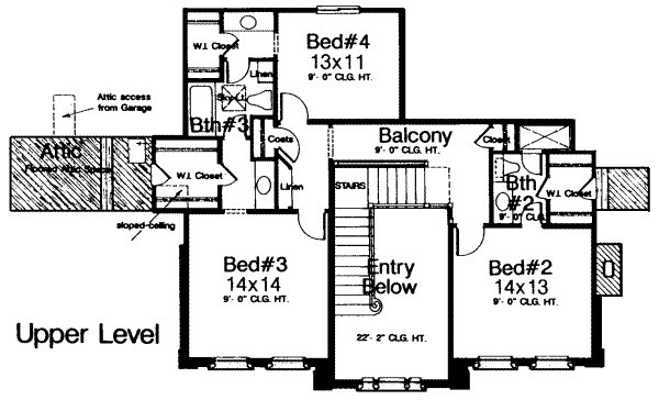 Classical Floor Plan - Upper Floor Plan #310-177