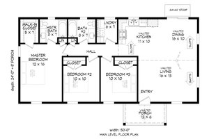 Floor Plan - Main Floor for Ranch House Plan #932-570 - 3 bed, 2 bath