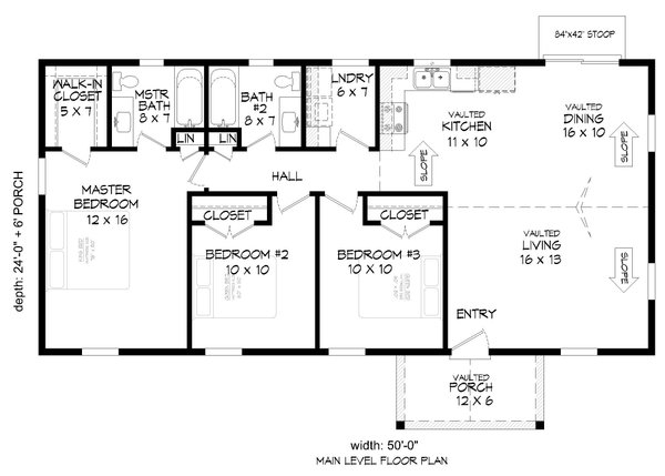 House Blueprint - Ranch Floor Plan - Main Floor Plan #932-570