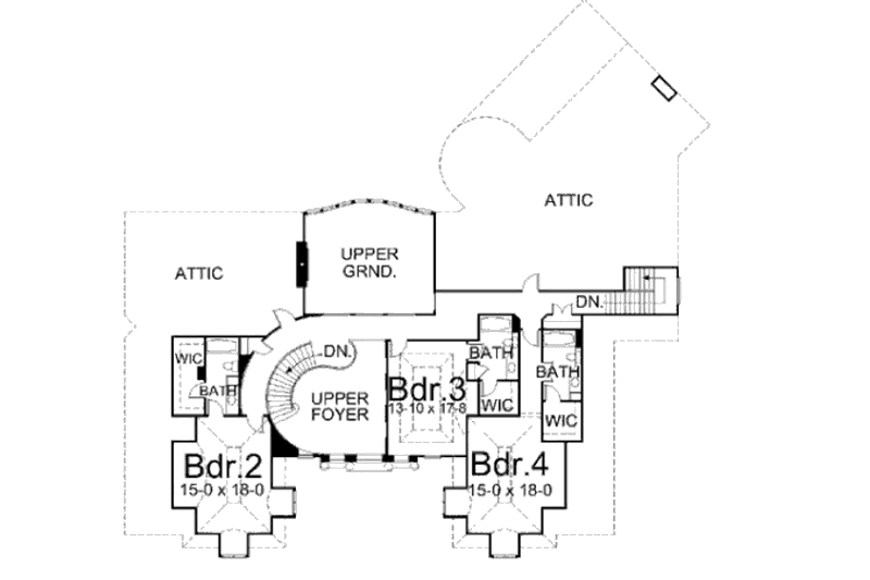 Architectural House Design - Floor Plan - Upper Floor for European House Plan #119-117 - 4 bed, 4.5 bath