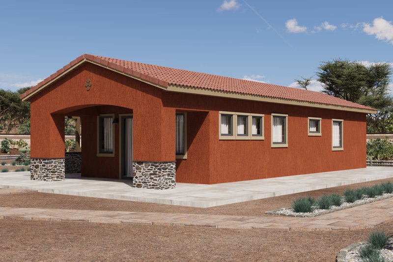 Dream House Plan - Exterior - Front Elevation 3 for Adobe / Southwestern House Plan #1106-97 - 2 bed, 2 bath