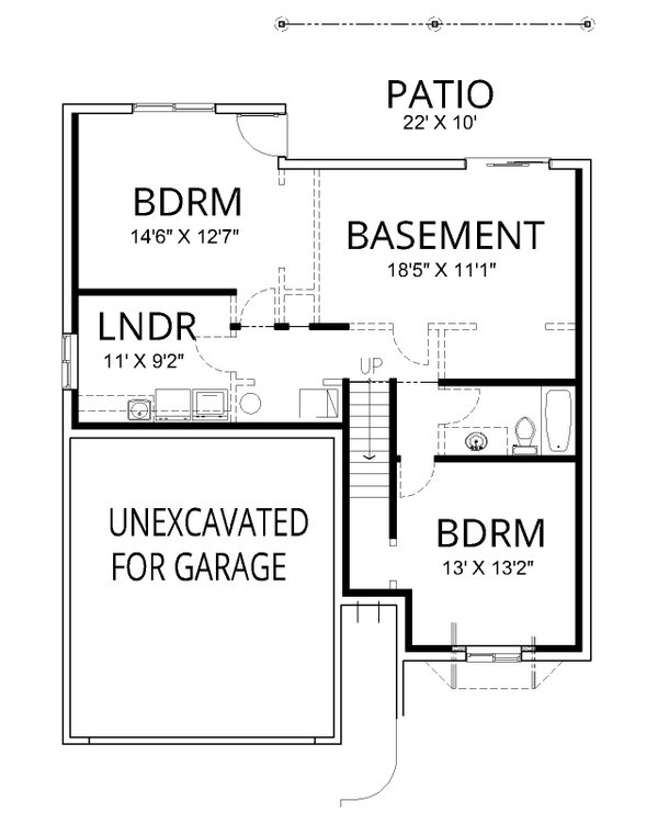 Architectural House Design - Floor Plan - Lower Floor for Craftsman House Plan #112-317 - 3 bed, 2.5 bath