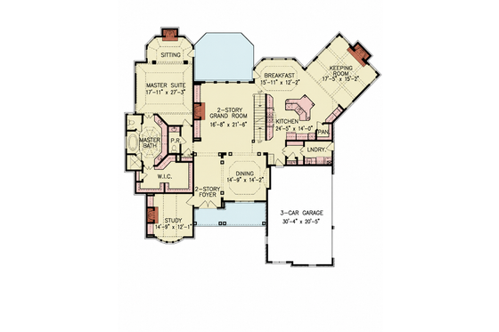 Floor Plan - Main Floor for Traditional House Plan #54-702 - 4 bed, 4 bath
