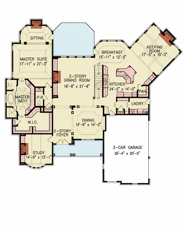 Floor Plan - Main Floor for Traditional House Plan #54-702 - 4 bed, 4 bath