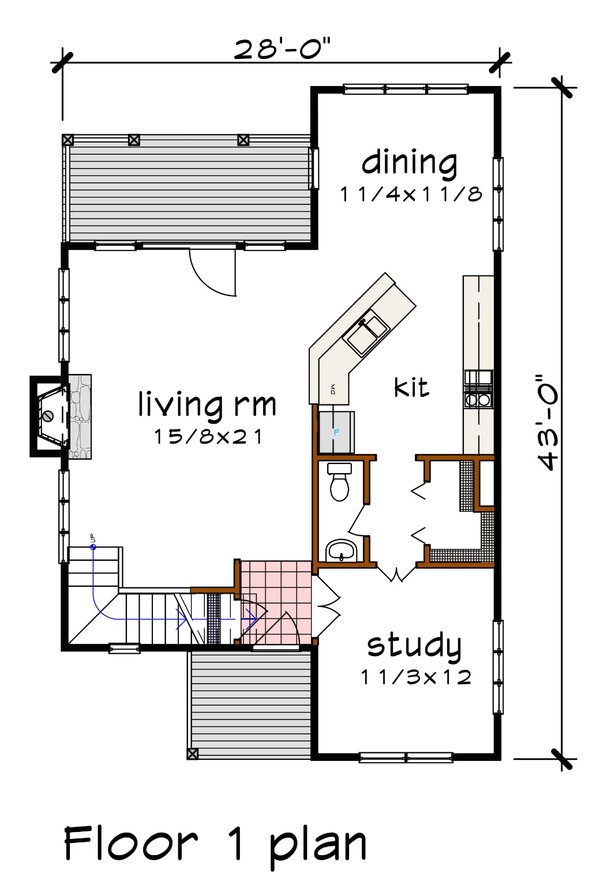 House Blueprint - Modern Floor Plan - Main Floor Plan #79-351