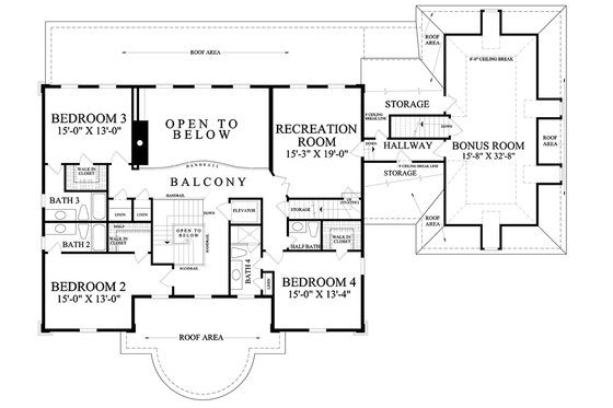 Floor Plan - Upper Floor for Traditional House Plan #137-292 - 4 bed, 5.5 bath