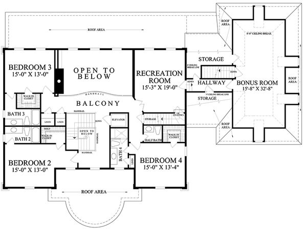 Traditional Floor Plan - Upper Floor Plan #137-292
