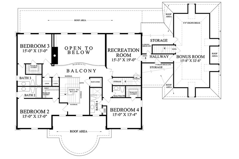 Architectural House Design - Floor Plan - Upper Floor for Traditional House Plan #137-292 - 4 bed, 5.5 bath
