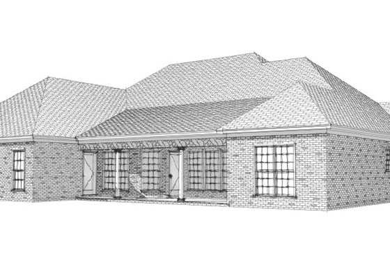 Exterior - Rear Elevation for European House Plan #63-187 - 4 bed, 2.5 bath