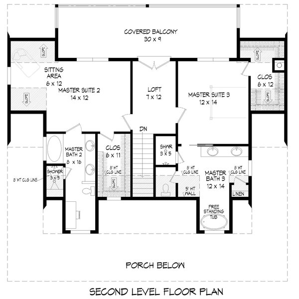 Traditional Floor Plan - Upper Floor Plan #932-484