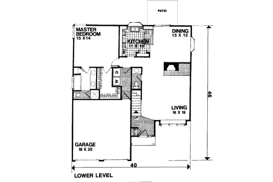 Floor Plan - Main Floor for Traditional House Plan #56-130 - 3 bed, 2.5 bath