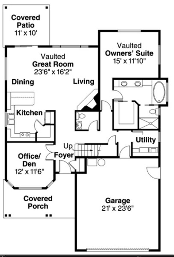 Architectural House Design - Craftsman Floor Plan - Main Floor Plan #124-820