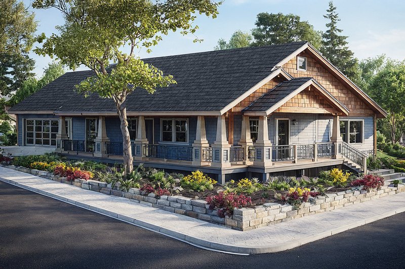 Architectural House Design - Craftsman Exterior - Front Elevation Plan #124-617