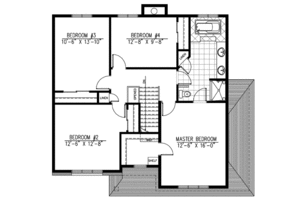 Floor Plan - Upper Floor for European House Plan #138-197 - 4 bed, 1.5 bath