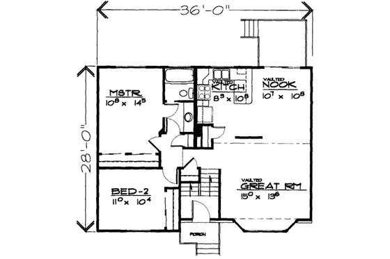 Floor Plan - Main Floor for Traditional House Plan #308-242 - 3 bed, 2 bath