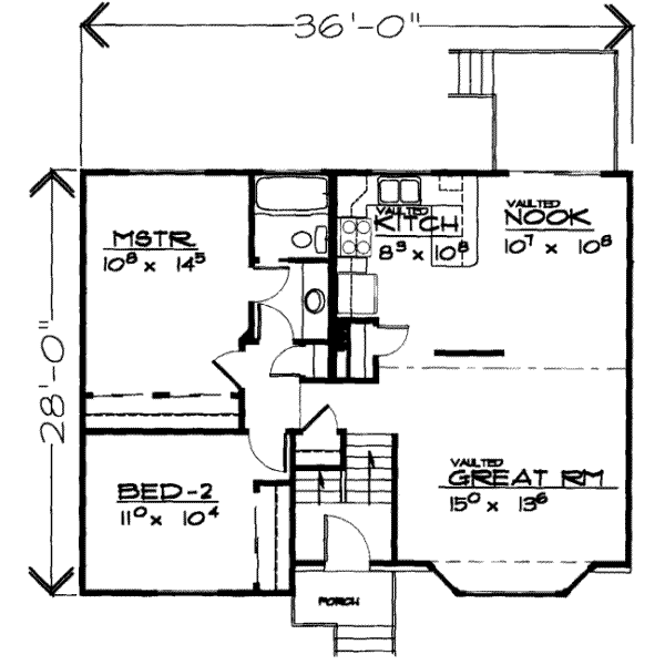 Floor Plan - Main Floor for Traditional House Plan #308-242 - 3 bed, 2 bath