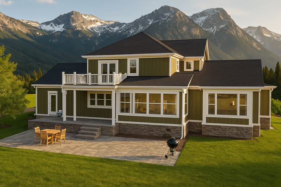 Exterior - Front Elevation 3 for Traditional House Plan #1115-3 - 4 bed, 3.5 bath