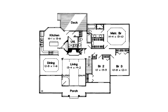Floor Plan - Main Floor for Contemporary House Plan #312-722 - 3 bed, 2 bath