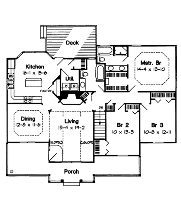 Floor Plan - Main Floor for Contemporary House Plan #312-722 - 3 bed, 2 bath