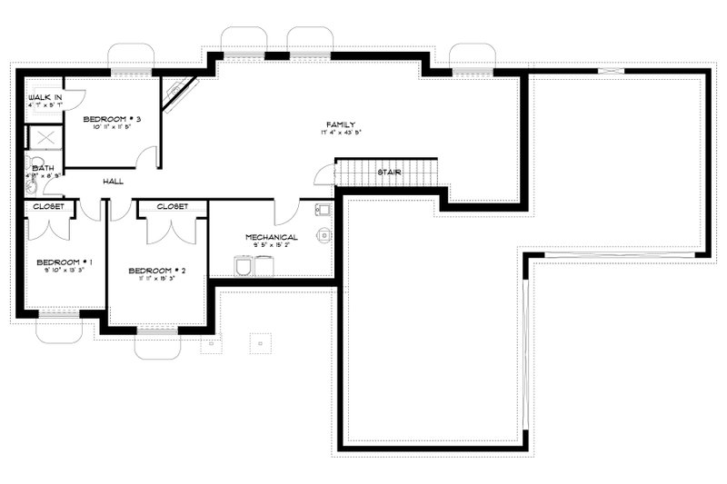House Plan Design - Floor Plan - Lower Floor for Ranch House Plan #1060-234 - 3 bed, 2 bath