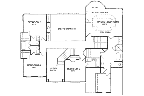 Southern Floor Plan - Upper Floor Plan #129-162