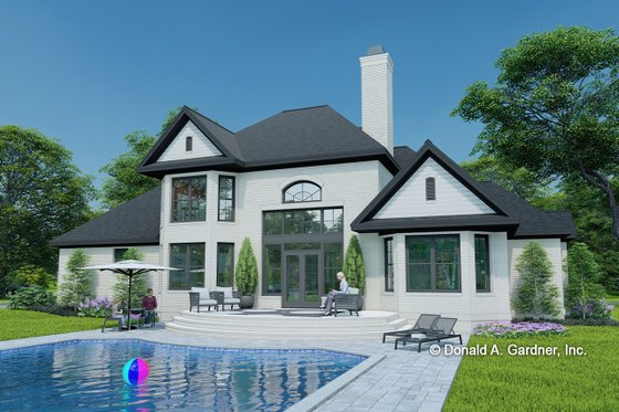 Exterior - Rear Elevation for European House Plan #929-884 - 4 bed, 3 bath